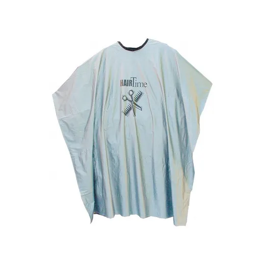 Friseurumhang silber Haarschneideumhang - Färbeumhang mit Hackenverschluss