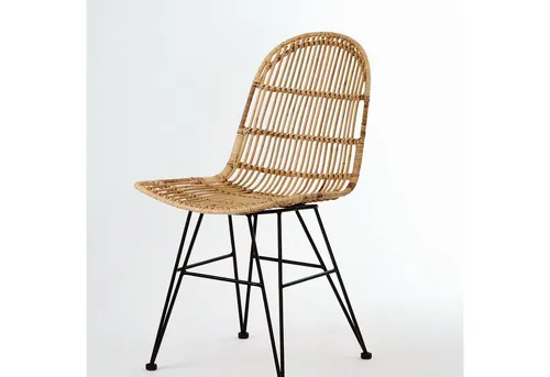 Lycce Rattanstuhl VIVI: Moderner Korbstuhl für Esszimmer und Balkon - Esszimmerstuhl im modernen Design, handgefertigt aus hochwertigem Rattan und stabilen Metallrahmen für hohen Sitzkomfort. Ideal für Esszimmer, Küche oder Terrasse.