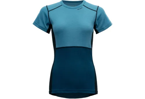 DEVOLD Damen Unterhemd LAUPAREN MERINO 190 T-SHIRT WMN - Bequemes Damenunterhemd aus 100% Merinowolle mit strategischen Mesh-Einsätzen für optimale Belüftung. Ideal für Outdoor-Aktivitäten, bietet es einen hohen Tragekomfort und eine perfekte Passform.