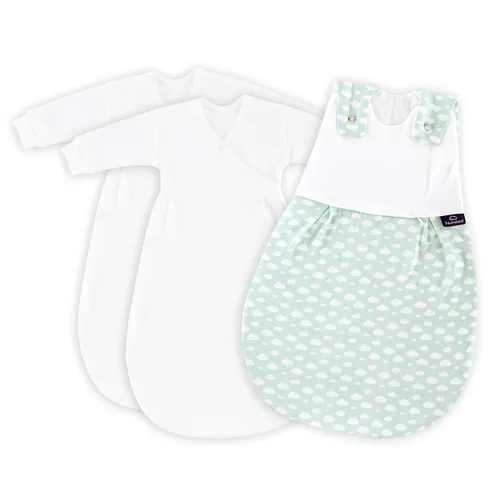 Träumeland Babyschlafsack Set Wolke mint 3 tlg. - Schlafsäcke für Babys, schadstoffgeprüft und mit doppelt regulierbarer Belüftung für ein optimales Schlafklima. Inklusive 1 Außenschlafsack und 2 Innenschlafsäcken.