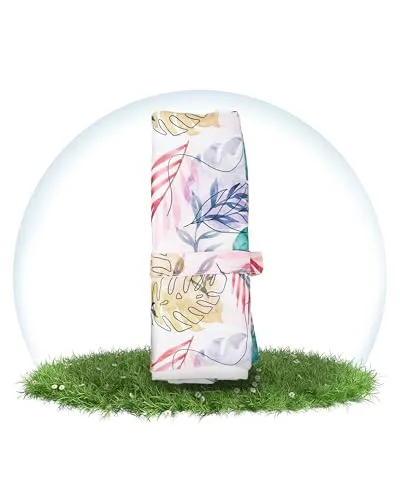 Hinzling Wickelunterlage – Baby Wickelunterlage für unterwegs – Monstera – Abwaschbare, schadstofffreie, nachhaltige und moderne Baby Unterlage – Must-Have Baby Reise Zubehör