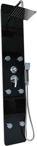 HOME DELUXE Duscharmatur Duschpaneel DIVE - Schwarz mit Tropenbrause - Duschpaneel mit Handbrause und Tropenbrause, 48 und 100 Düsen für ein erfrischendes Duscherlebnis und 6 Massagedüsen für Entspannung.