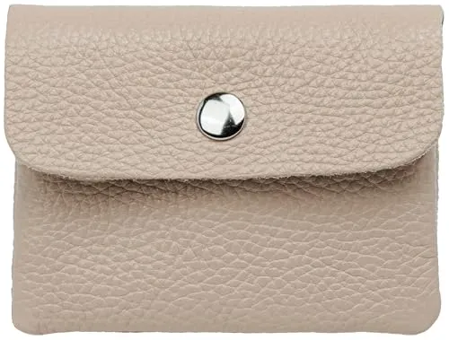 Caspar Kleiner Echt Leder Geldbeutel Damen Portemonnaie Geldbörse mit Reißverschluss & Druckknopf - GB416 - Made in Italy, Farbe:rosa beige, Größe:Klein (11cm x 8cm)