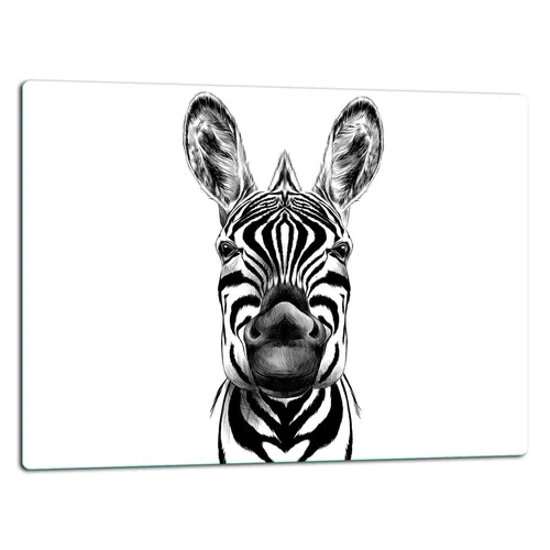 Glasschneidebrett Herdabdeckplatte Ceranfeld Universal 52x40 cm Zebra Weiß