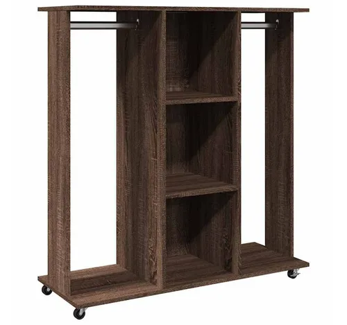 vidaXL Stoffschrank Kleiderständer mit Rollen in braun von vidaXL