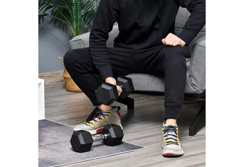 HOMCOM Hexagon Kurzhanteln Gusseisen 2 x 8 KG in schwarz von HOMCOM