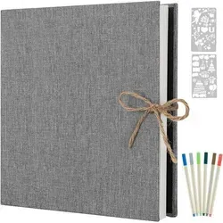 AIOR Selbstklebendes Fotoalbum 33x32cm Grau, Retro Scrapbook - Hochwertiges selbstklebendes Fotoalbum mit 60 Seiten für kreative Erinnerungen. Perfekt für Geschenke und vielseitige Nutzung – schützt Ihre Fotos vor Verblassen und Verschmutzung.