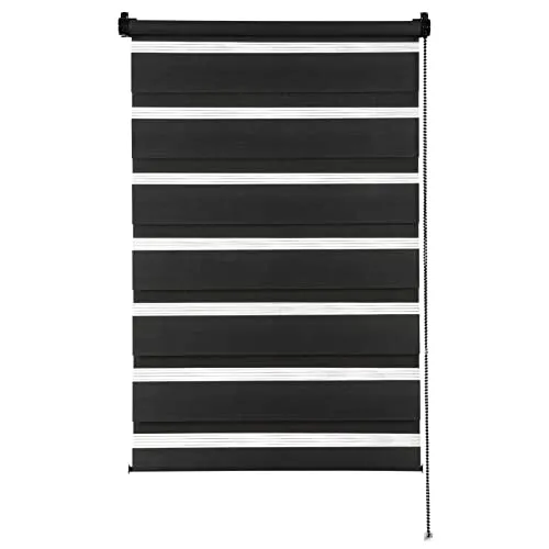GARDINIA Doppelrollo 60 x 150 cm - Flexibel und ohne Bohren - Seitenzugrollo mit transparenten und blickdichten Streifen für individuelles Raumlicht, einfach zu montieren ohne Bohren, ideal für Fensterflügel von 15 bis 22 mm Dicke.