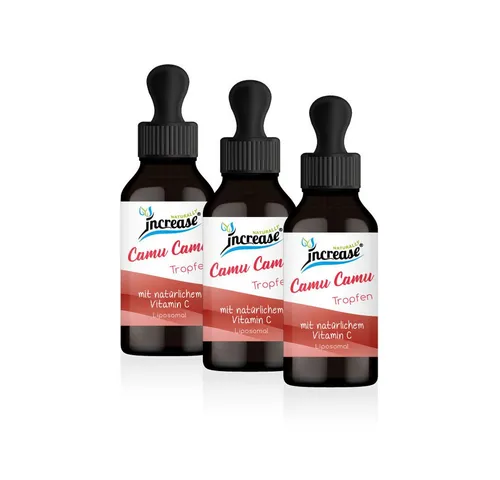 increase NATURALLY Camu Camu Tropfen - 3 für 2 Angebot - Hochwertige Camu Camu Tropfen mit 2000 mg natürlichem Vitamin C pro Tagesdosis. Ideal zur Unterstützung der täglichen Ernährung. 60 ml pro Flasche, 3 Packungen zum Preis von 2!