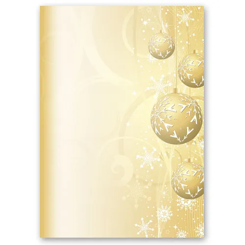 Motiv-Briefpapier GOLDENE WEIHNACHTSKUGELN - DIN A4 Format 50 Blatt