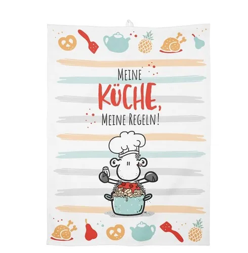 GESCHIRRHANDTUCH GESCHIRRTUCH MEINE KÜCHE, MEINE REGELN SHEEPWORLD 60x45 CM NEU