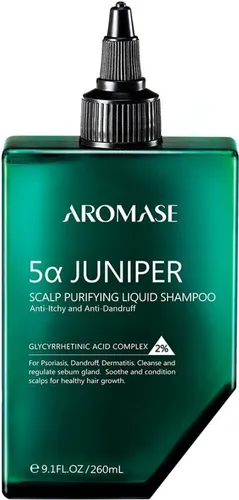 AROMASE 5 Juniper Scalp Purifying Liquid Shampoo 260ml - Hochwirksames Shampoo für gereizte Kopfhaut, beruhigt und reinigt sanft mit natürlichen Kräuteressenzen, ideal bei Schuppen und Haarausfall.