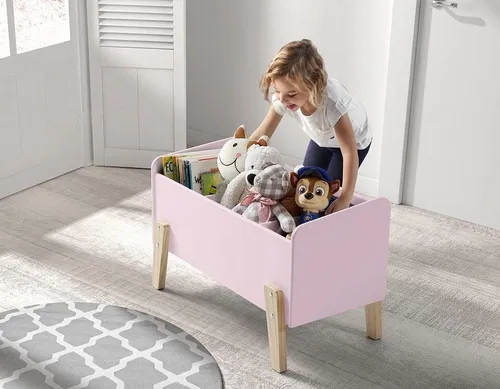 Vipack Spielkiste Kiddy - Rosa mit 3 Fächern - Praktische Spielkiste für das Kinderzimmer mit 3 Fächern aus hochwertigem MDF, rosa lackiert und mit abgerundeten Kanten für optimale Sicherheit.