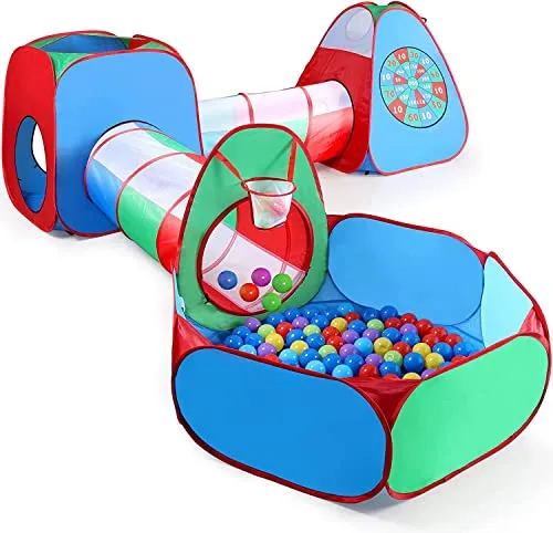 STLOVe® Spielzelt Kinderzelt Angepasst Babyzelt mit krabbeltunnel(Ohne Bälle) 5 in 1Bällebad Pop-Up Spielhaus Tunnel mit Zelt Tasche, Verdickter Stoff + Fettgedruckter , Zuhause & im Garten