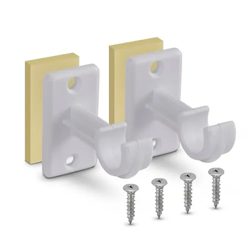 Bestlivings 6er Pack Ersatzträger für Gardinenstangen bis Ø 12 mm in Weiß (L 3,5 cm), Träger für Cafehausstangen, Scheibenstangen