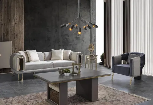 Hochwertige Couchgarnitur Dreisitzer Blau mit Sessel - Modernes Sofa Set für Ihr Wohnzimmer, in stilvollem Blau. Bietet Platz für bis zu 4 Personen und überzeugt durch seine hochwertige Polsterung und das elegante Design.