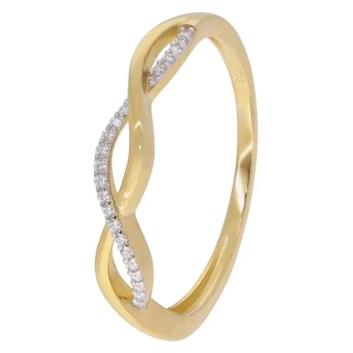 GLIZZ Damenring 333 Gold (8 Karat) Zirkonia-Ring traumhaftes Schmuckstück für Frauen, zauberhaftes Accessoire GL8764-58 Ringgröße 58/18,5