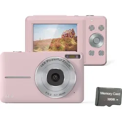Digitalkamera 44MP mit 16-fachem Zoom und Blitz in Pink