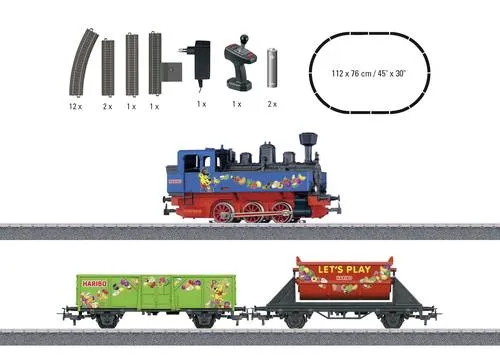 Märklin 29132 Start up - Haribo Startpackung Modellbahnset, detailgetreu und kinderfreundlich mit kabelloser Fernsteuerung für unendlichen Spielspaß