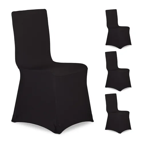 Stuhlhussen Stretch Stuhlbezüge – Waschbare Hussen in Schwarz - Partydekoration mit stilvollen, waschbaren Stuhlhussen aus hochwertigem Polyester für einen eleganten Look bei jedem Event.