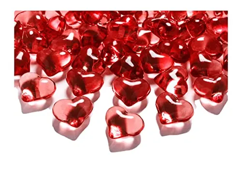 rote große Deko - Herzen - leuchtende Dekosteine aus Acryl - ca. 2cm x 2cm - Tau-Tropfen - Tischdekoration, Hochzeit, Verlobung, Taufe von Partyloon 30