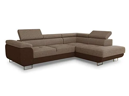 Ecksofa Caris mit Schlaffunktion - Sofas & Couches - Ecksofa mit Schlaffunktion, Bettkasten und einstellbaren Kopfstützen für optimalen Komfort und Flexibilität im Wohnraum.