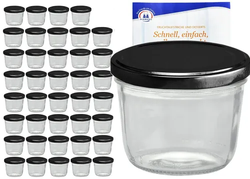 MamboCat Einmachglas 40er Set 230 ml mit schwarzem Deckel von MamboCat
