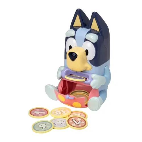 HTI Bluey Save With Bluey Toy | Geldsparendes Spielzeug für Kinder | Interaktives Sparschweinspiel | Pädagogisches Kleinkindspielzeug | Spielzeuggeld Münzen | Elektronisches Musikalisches Bluey Theme