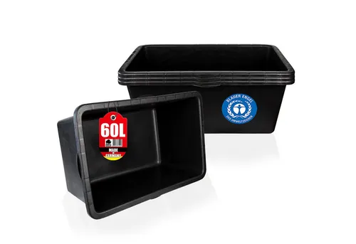 BigDean 3x Mörtelkasten 60 Liter Eckig Miniteich Baueimer - 71 x 40 x 29 cm - Speiswanne Zementwanne Mörtelwanne - Made in Germany - Blauer Engel