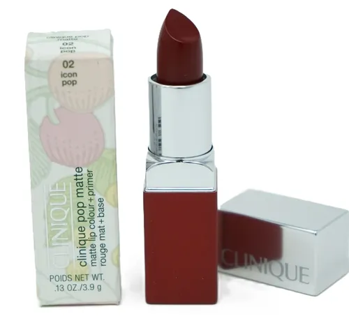 Clinique Pop™ Matte Lip Colour + Primer - Farbton 02 Icon Pop - Lippenstifte für Damen, 2-in-1 Lippenstift und Primer für volle, matte Lippen mit cremiger Textur, ideal für jeden Anlass.