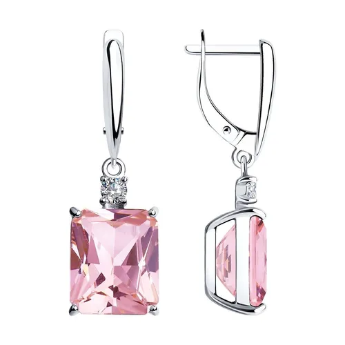 Elegante Ohrringe Hänger aus Silber mit Sitall und Zirkon - Ohrschmuck aus 925er Feinsilber mit exquisitem Sitall in Rosa und funkelndem Zirkon, perfekt für besondere Anlässe wie Hochzeiten oder Geburtstage.