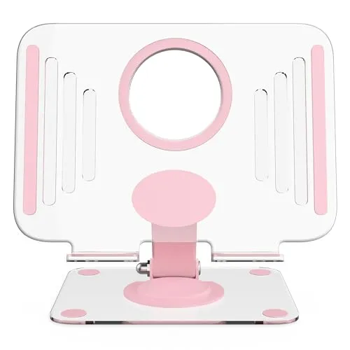 Tablet Halterung Tisch kompatibel mit iPad transparenter In Höhe und Neigung verstellbarmit 360º drehbarem Fuß Zusammenklappbar