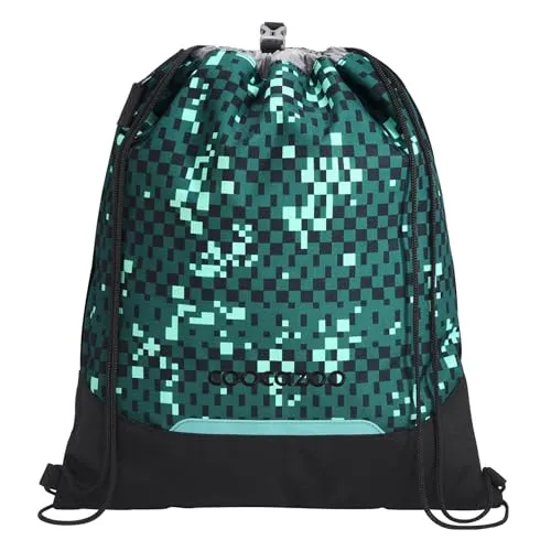 coocazoo Turnbeutel Pixel Blox 211714 - Stylischer Turnbeutel mit Kordelzug und praktischem Reißverschlussfach. Ideal für die Schule, lässt sich einfach am Rucksack befestigen und bietet zusätzliche Sicherheit durch Reflektorstreifen.