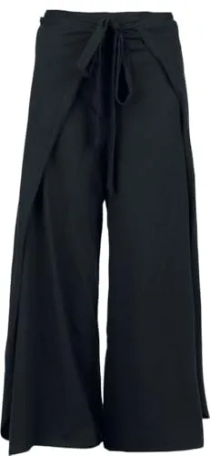 Black Premium by EMP Damen Schwarze Stoffhose mit Schnürung am Bund und verdeckten Taschen L-XL