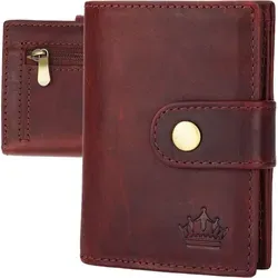 Slim Wallet Geldbeutel Braun Münzfach RFID-Schutz Leder Börse Mini Geldbörse - Braun