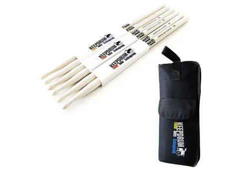 keepdrum Schlagzeugstöcke 5B - 3 Paar mit Stickbag - Hochwertige keepdrum 5B Schlagzeugstöcke aus Hickory, ideal für vielseitige Musikstile. Inklusive praktischer Stickbag für sichere Aufbewahrung und schnellen Zugriff. Perfekt für Einsteiger und Profis.