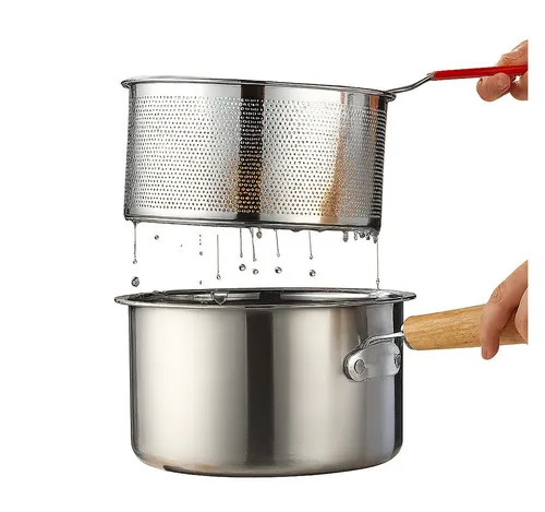Little Lorien Edelstahl Küchensieb & Frittierkorb - Vielseitiges Küchensieb aus rostfreiem Edelstahl für Frittieren, Abtropfen und Blanchieren. Mit abnehmbarem, hitzebeständigem Griff für optimale Handhabung und platzsparendes Verstauen.