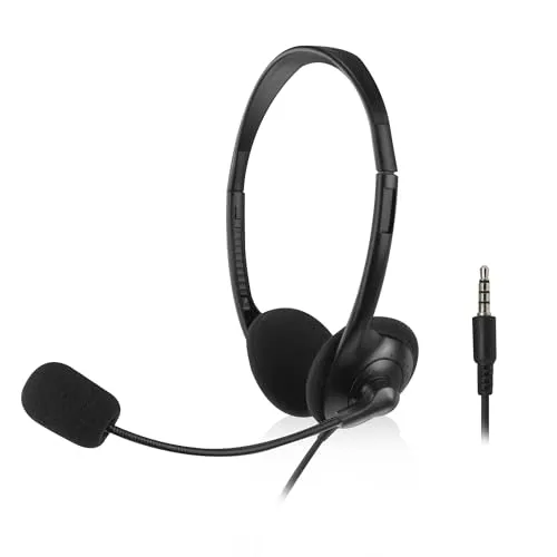ACT Headset PC mit Mikrofon, On Ear Kopfhörer, 3.5mm Klinkenstecker, Kabellänge 2m – AC9330