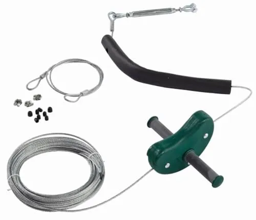 Seilbahn grün: Komplettpaket für Abenteuer - Freistehende Kletterwände mit 30 m Stahlseil und nur 50 kg Gewicht. Ideal für Kinder von 8 bis 12 Jahren, sorgt für unvergessliche Spielmomente im Freien.