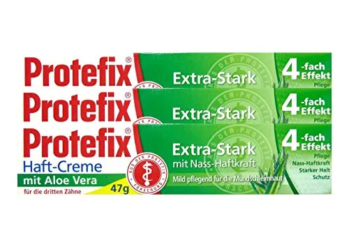 3x Protefix Haftcreme Aloe Vera Extra-Stark mit Nass-Haftkraft, 40-ml-Stück