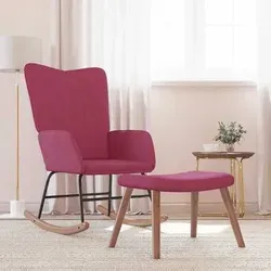 vidaXL Schaukelstuhl mit Hocker Samt Weinrot von vidaXL