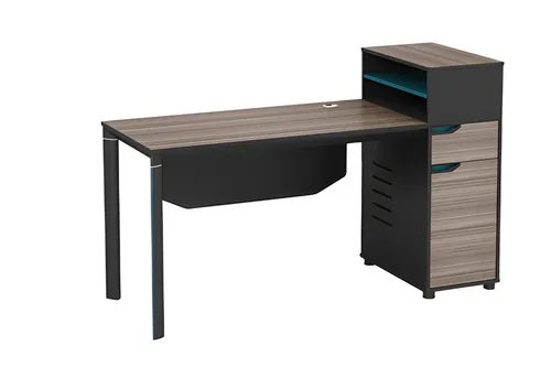 Moderner Schreibtisch in Holzoptik Braun Schwarz mit Stauraum - Stylischer Schreibtisch mit Kabeldurchlass für ein aufgeräumtes Arbeitsumfeld. Ideal für Erwachsene, Maße: 150 x 60 x 98 cm, aus robustem Massivholz, inklusive 2 Jahre Herstellergarantie.