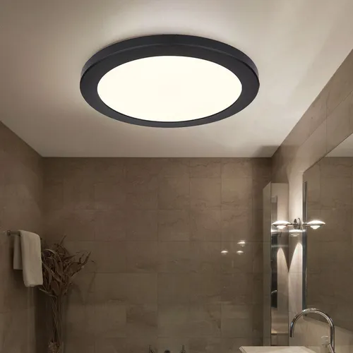 Moderne Flurleuchte LED Deckenlampe CCT rund schwarz - Elegante Deckenleuchte mit 1800 Lumen, CCT-Schaltung für individuelle Lichttemperatur und Fernbedienung. Ideal für Esszimmer, Wohnzimmer und Schlafzimmer.