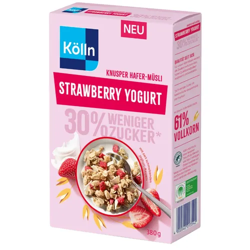 GOURVITA DE Kölln Müsli Knusper Strawberry Yogurt 30% weniger Zucker, 380g 14025