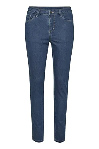 KAFFE Jeans KAvicky Damen Skinny Jeans Slim Fit Hose mit Hoher Taille Stretch 40, Medium Blue Washed Denim 40