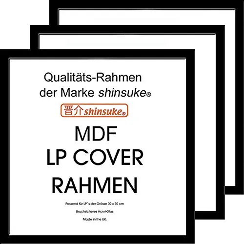 Bilderrahmen LP Plattencover Rahmen - 3er-Set MDF 31,5x31,5 - Einzelrahmen im 3er-Set für LP Plattencover, aus hochwertigem MDF gefertigt und mit Acrylglas-Scheibe, ideal zum stilvollen Präsentieren Ihrer Schallplattenhüllen.