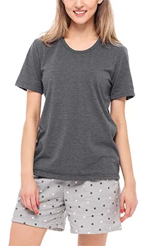 Merry Style Damen Schlafanzug Zweiteiler Pyjama Kurz - Schlafanzug für Damen aus atmungsaktiver Baumwolle; Ideal zum Entspannen und Schlafen, mit lockerem Schnitt für höchsten Komfort.