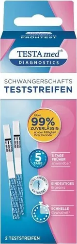 Testamed Schwangerschafts Frühtest Teststreifen 1 St - Medizinischer Bedarf, zuverlässiger Frühtest für eine frühzeitige Schwangerschaftsdiagnose, einfach und schnell anzuwenden.
