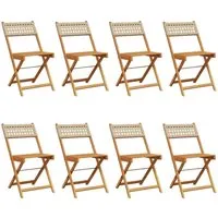 vidaXL 8er Set Klappbare Gartenstühle Beige aus Poly Rattan & Massivholz - Bequeme und vielseitige Gartenstühle für den Außenbereich. Robustes Akazienholz und pflegeleichtes PE-Rattan bieten Stabilität und Witterungsbeständigkeit.
