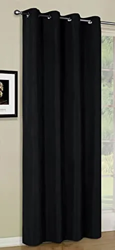Gardinenbox Vorhang Blickdicht Schal Ösen lichtdurchlässig Gardine Microsatin Gewebe 145x140 Schwarz 20405